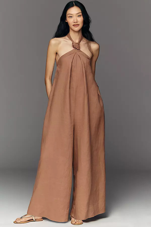 100% Linen Halter-Neck Jumpsuit | Anthropologie (US)