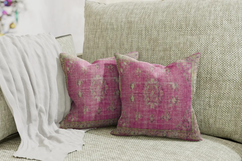 Chenille Cushion, Washable Pillow, Printed Artwork, Decorative Pillow, Handmade Pillow, Handknott... | Etsy (US)