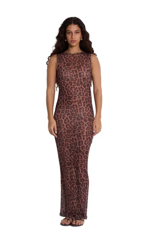 Gottex Beach Life Wild Mesh Sleeveless Dress Cover-Up in Leopard at Nordstrom | Nordstrom