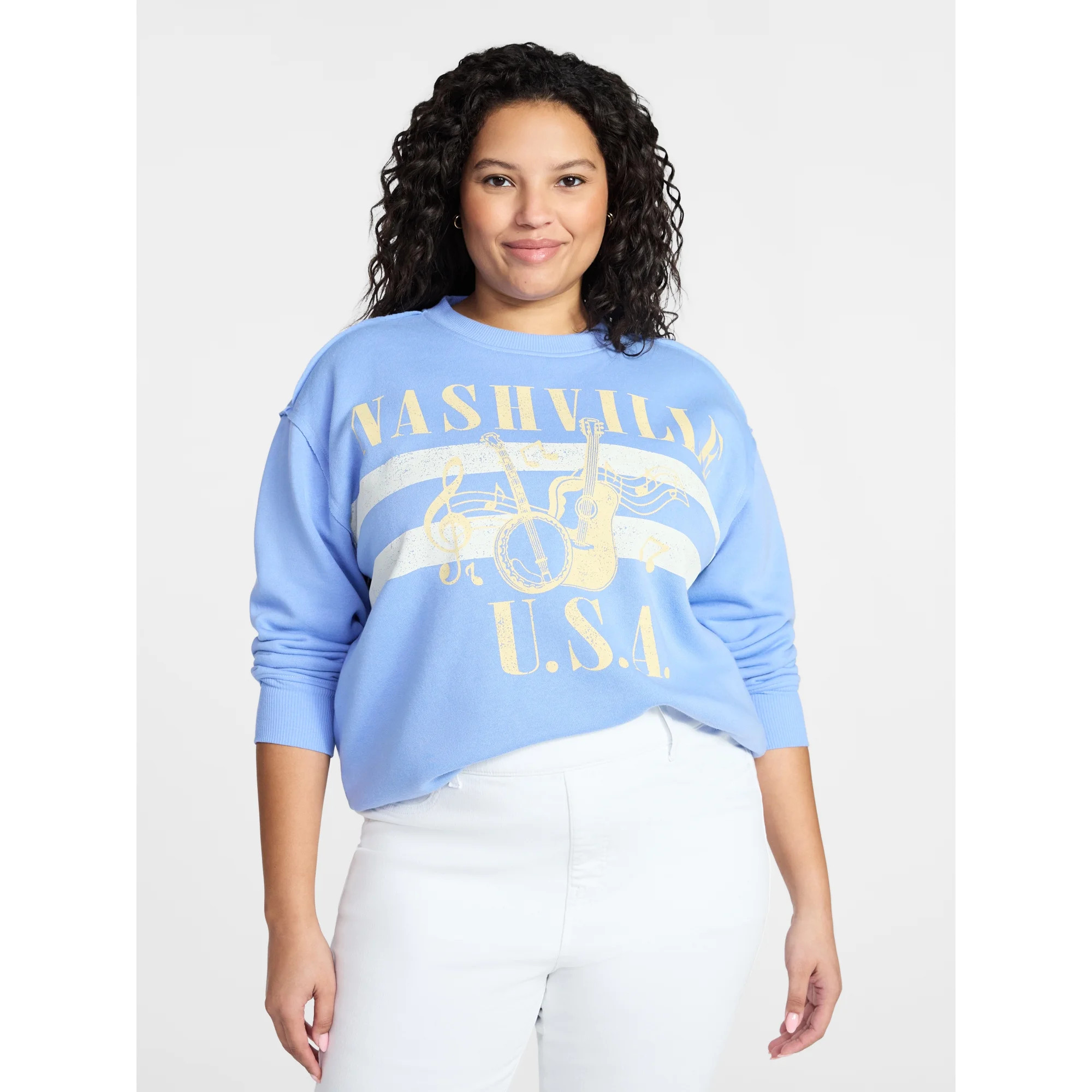 Terra & Sky Women's Plus Size Bon Appetito Graphic Sweatshirt, Sizes 0X-5X | Walmart (US)
