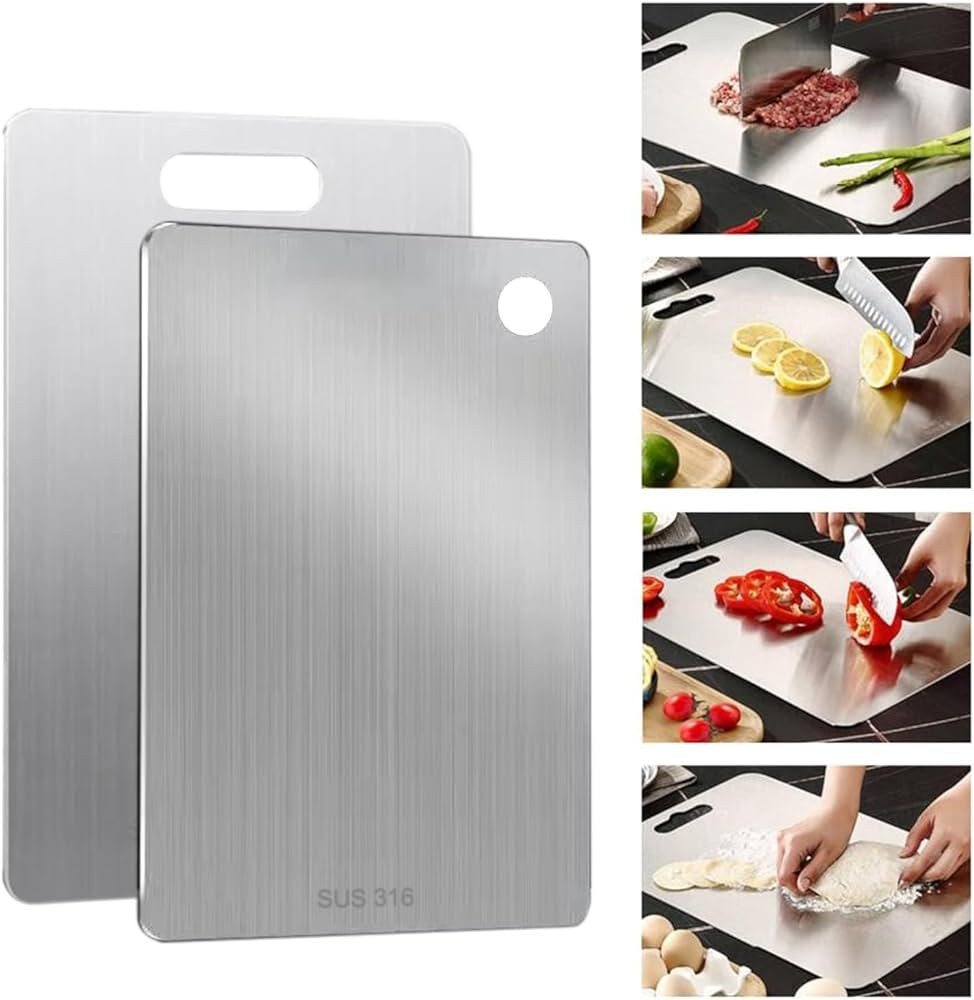 Titanium Cutting Board-316L Stainless Steel Cutting Boards for Kitchen, Double Sided Food Grade, ... | Amazon (US)