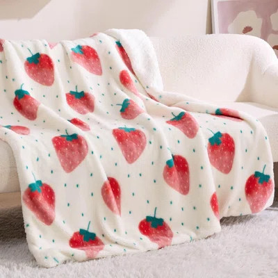 Bedsure Thick Warm Sherpa Blanket For Winter, Cozy Soft Watercolor Strawberry Throw Blanket For Couch, Cute Printed Sherpa Fleece Blanket Gift For Kid | Wayfair North America