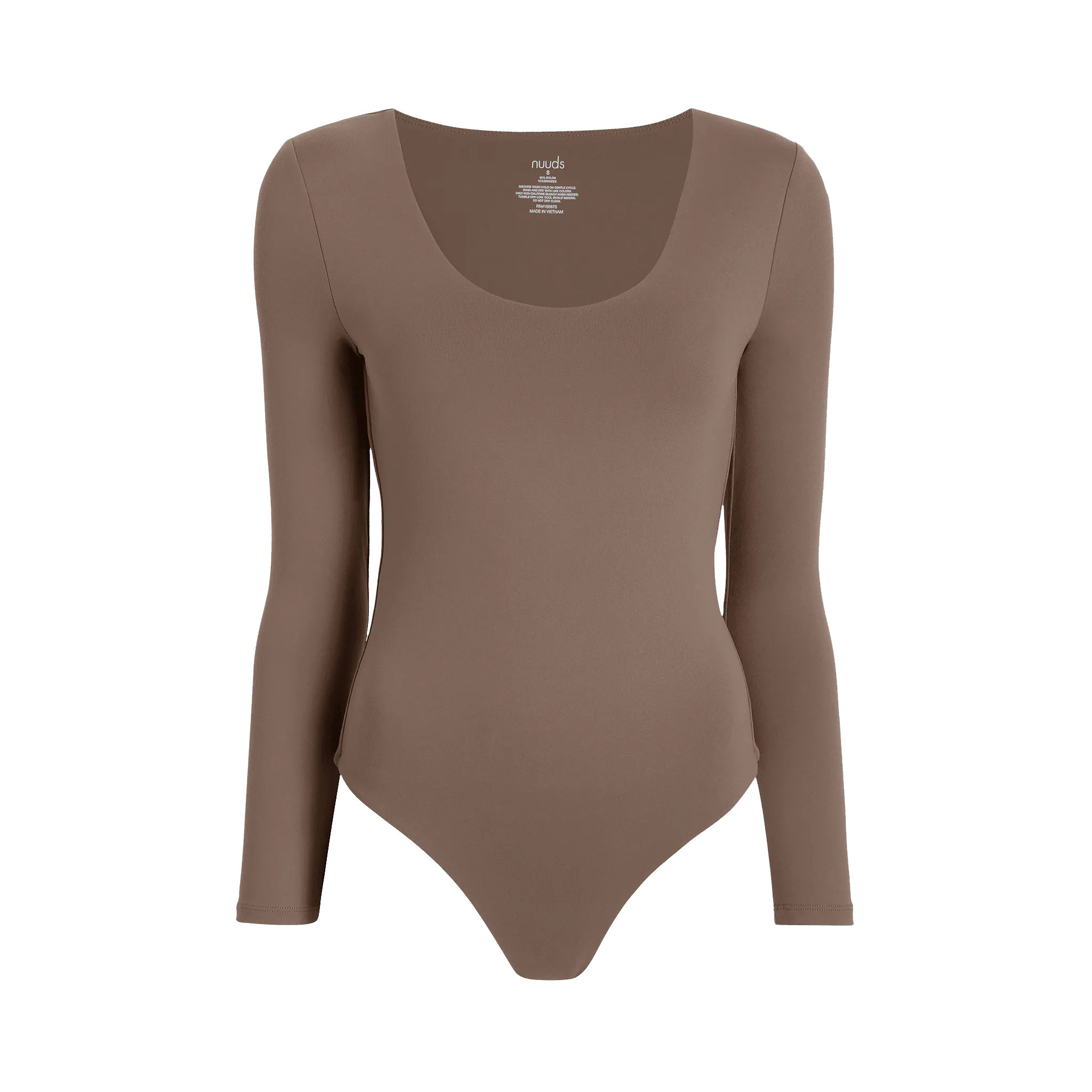 Women's Long Sleeve Scoop Neck Bodysuit | Mocha - nuuds | nuuds