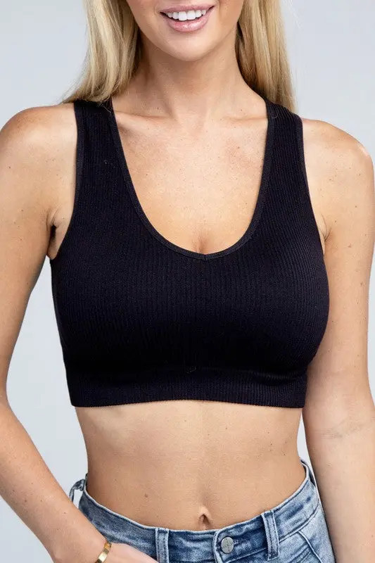 Ribbed Cropped Tank Top Black / M/L | Casual Chic Boutique