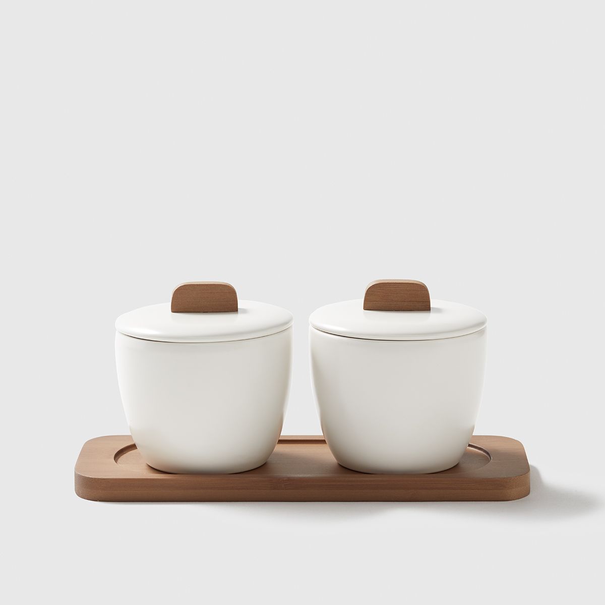 Salt Cellars with Bamboo Tray | The Container Store