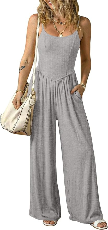 Relipop Women Summer Scoop Neck Spaghetti strap Wide Leg Jumpsuits 2026 Casual One Piece Jumper R... | Amazon (US)