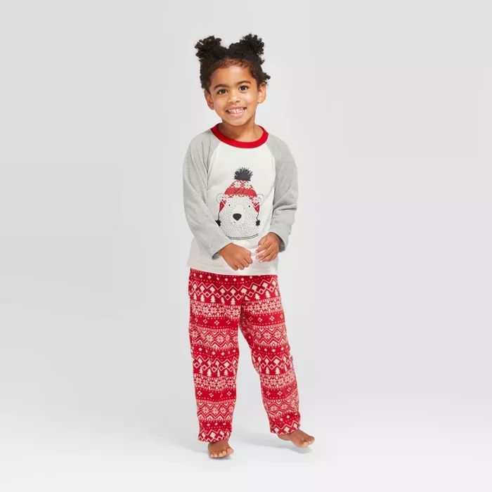 Toddler Holiday "Lil" Bear Pajama Set - Wondershop™ Gray | Target