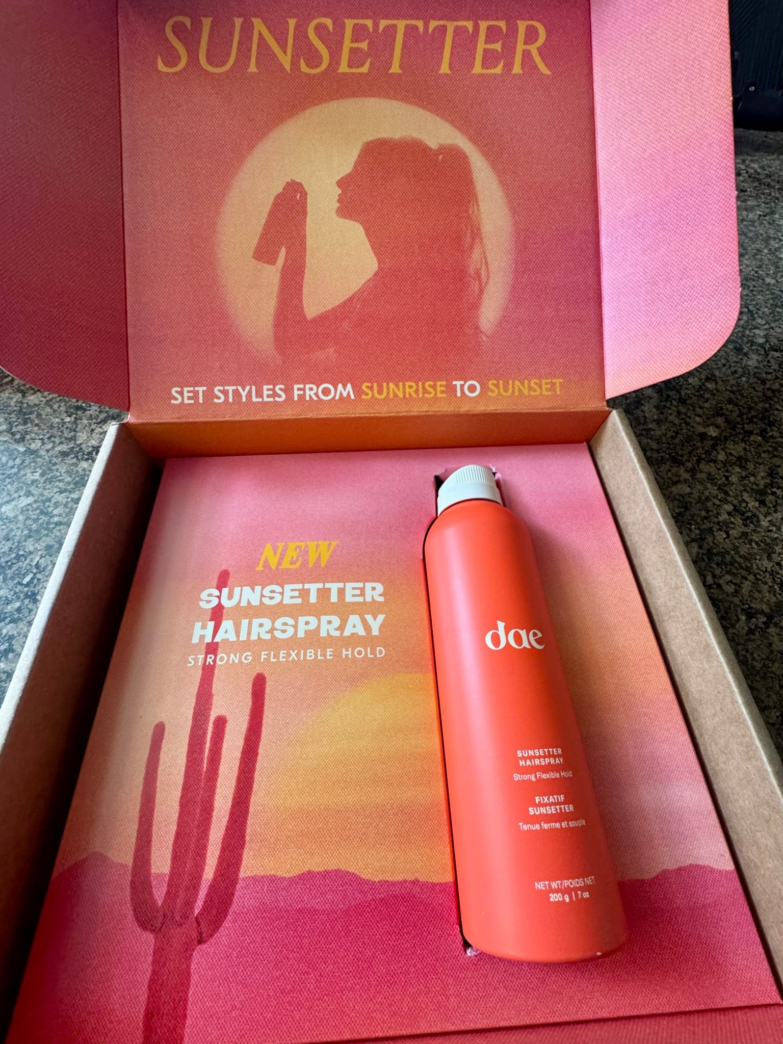I just unboxed the NEW @daehair Sunsetter Hairspray (strong + flexible hold) ☀️🌵 

Held through the heat, the wind, and my chaotic schedule- this stuff does not budge.

#LTKFindsUnder50 #LTKStyleTip #LTKBeauty