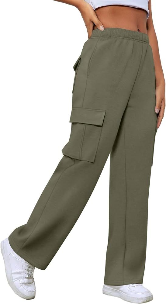 XIEERDUO Womens 2024 Spring Summer Pants Casual Cargo Sweatpants Wide Leg High Waisted Trousers w... | Amazon (US)