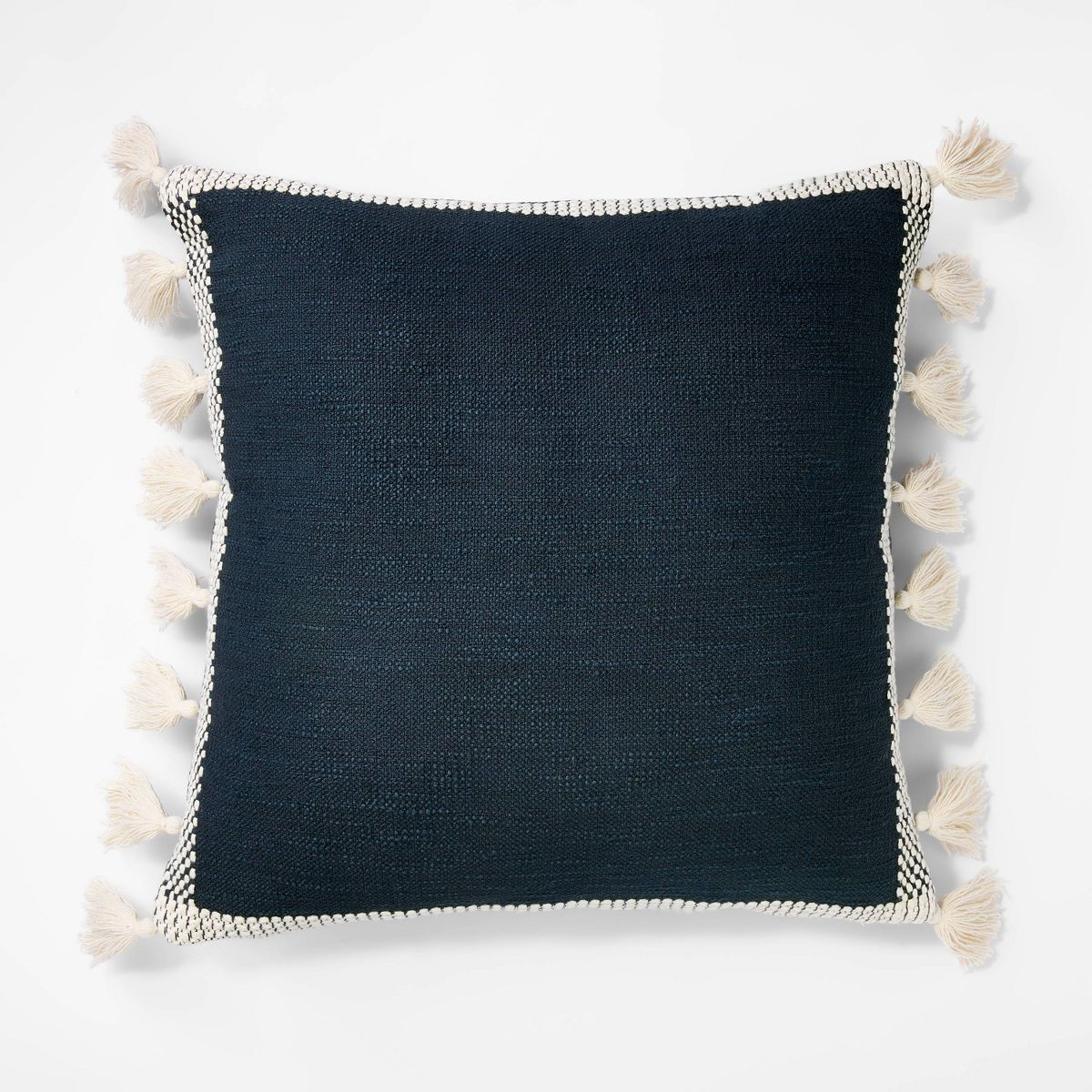 Woven Frame Square Throw Pillow with Side Tassels Navy/Cream - Threshold™ designed with Studio ... | Target