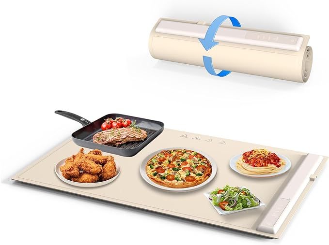 Silicone Electric Heating Tray with Adjustable Temperature, 2024 Portable Travel Roll Up Warming ... | Amazon (US)