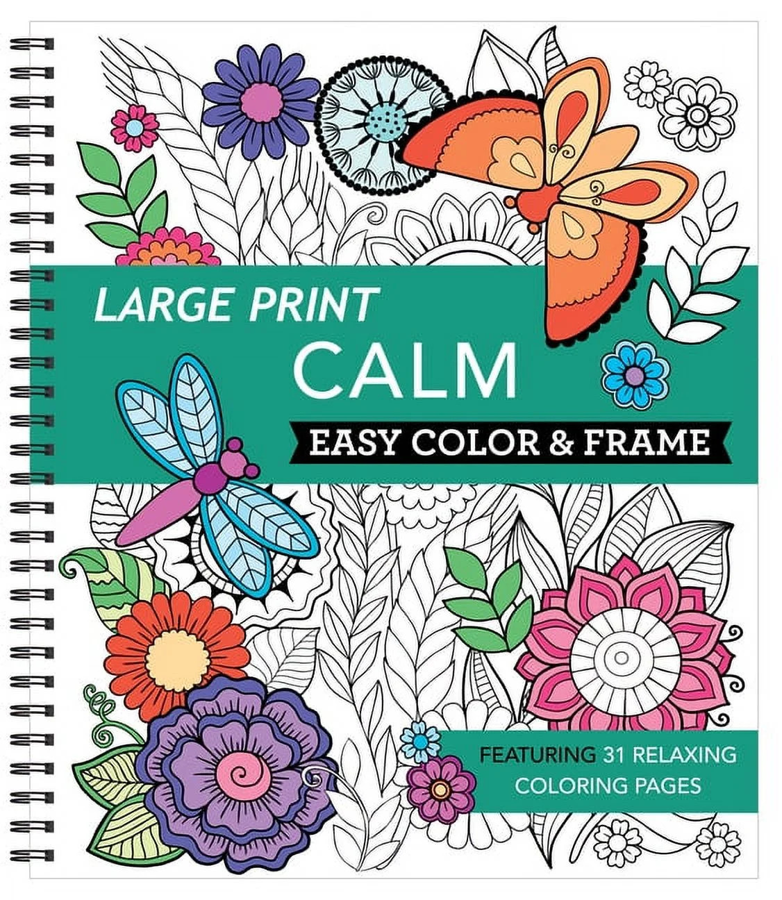 Color & Frame Large Print Easy Color & Frame - Calm (Stress Free Coloring Book), (Spiral-Bound) | Walmart (US)