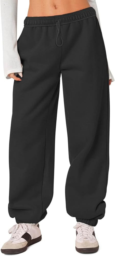 HeSaYep Women's Fleece Sweatpants High Waisted Sweat Pants Interior Drawstring Baggy Jogger Pants | Amazon (US)