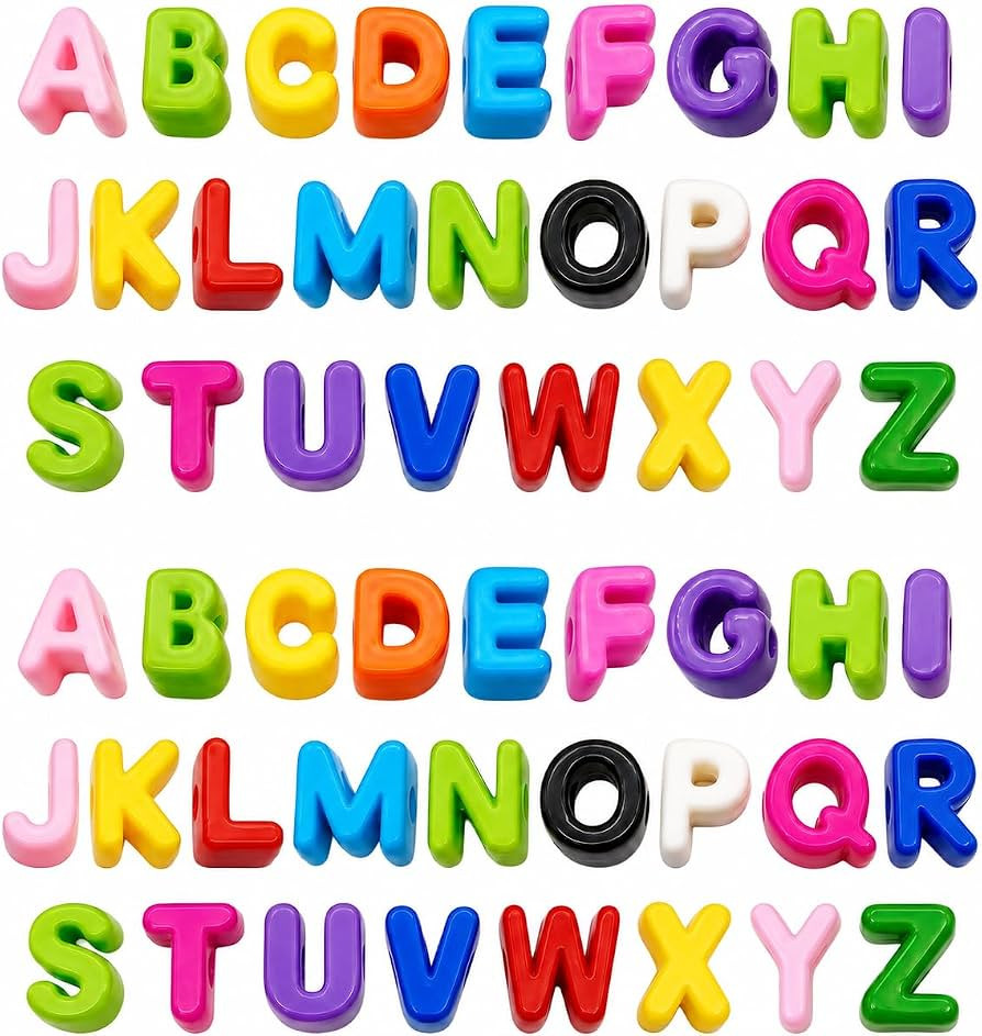 52 Pcs Chunky Acrylic Letter Beads Candy Colors | Amazon (US)