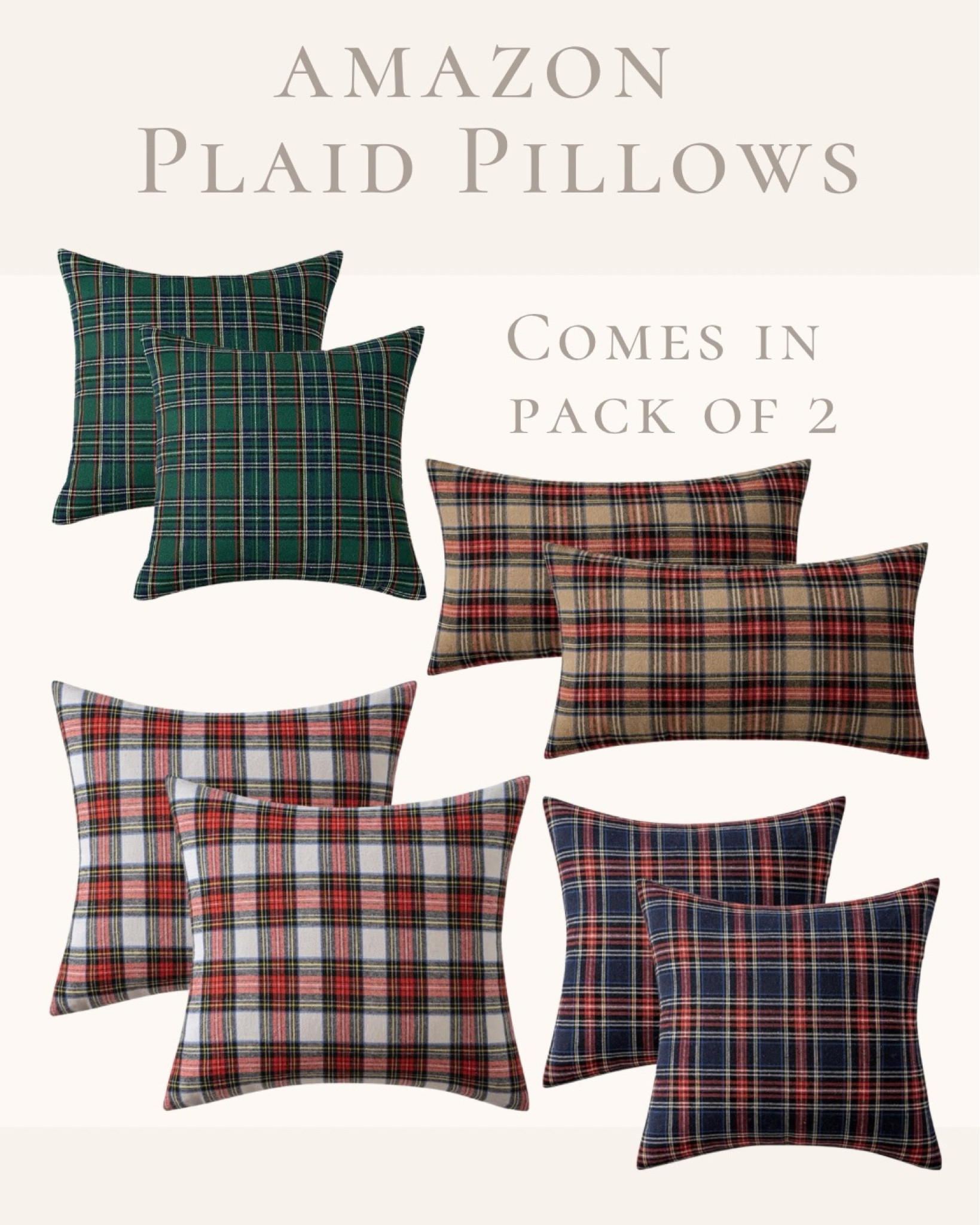 I love these plaid pillows from Amazon. These are great for Christmas and the winter months too. They come in a pack of two in a variety of sizes  

#LTKSeasonal #LTKhome #LTKHoliday