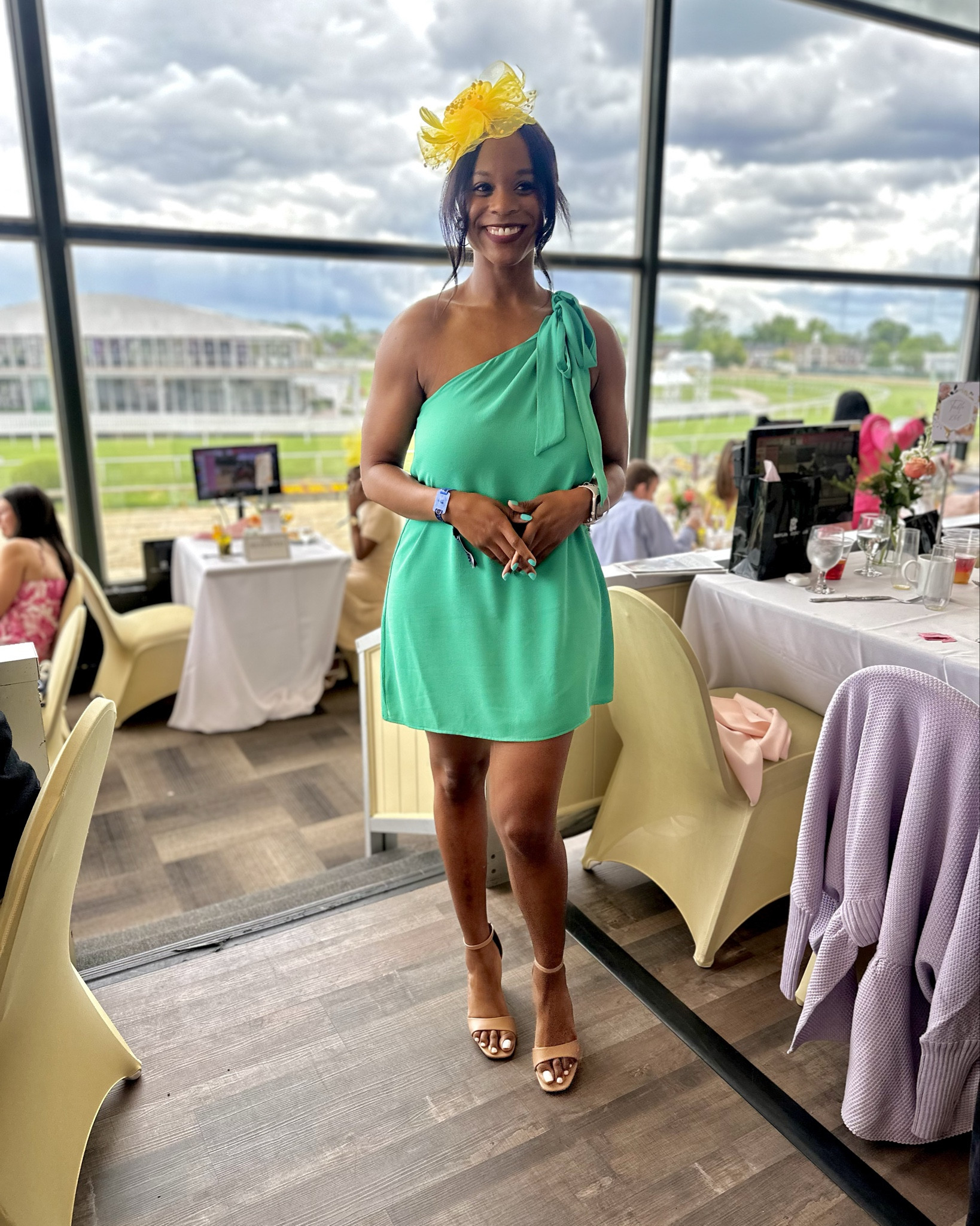 Happy Mother’s Day! I love this colorful spring dress, so perfect for the horse races 

Green dress
One shoulder dress
Mesh tunic dress 
Fascinator 
Nude block heels 
Kate spade purse 

#LTKBeauty #LTKStyleTip #LTKParties