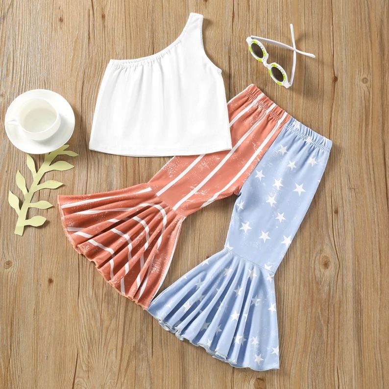 Boho Toddler Little Girls 4th of July Outfit Red White Blue | Etsy | Etsy (US)