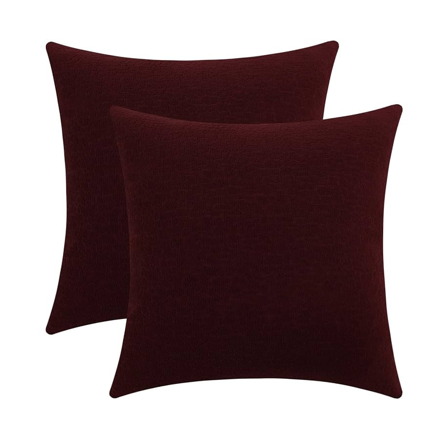 Jeneoo Burgundy Decorative Throw Pillow Covers Soft Chenille Comfy Square Couch Cushion Cases Dec... | Amazon (US)