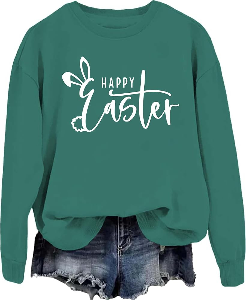 Happy Easter Sweatshirt Crewneck, Funny Cute Graphic Happy Easter Sweatshirt For Women | Amazon (US)