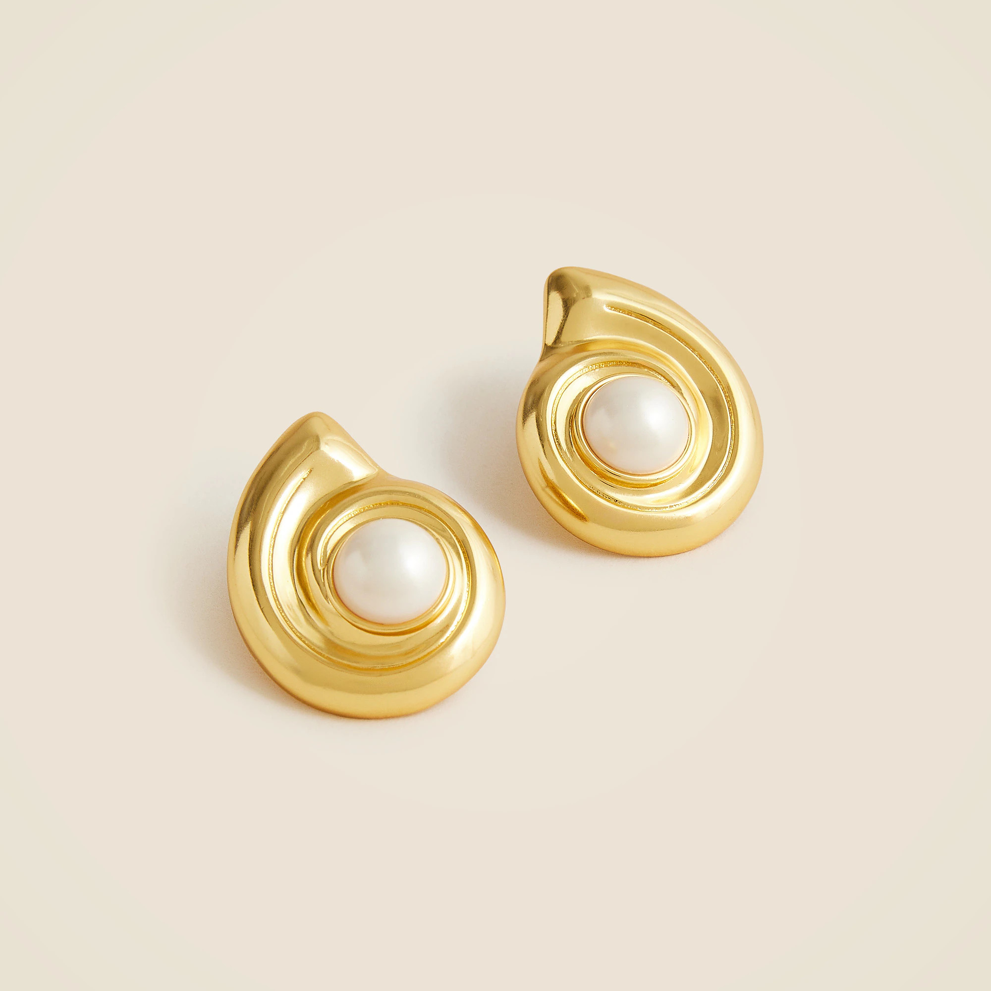 Shell earrings with inset pearls | J. Crew US