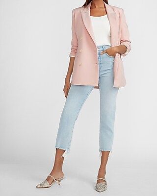 Padded Shoulder Double Breasted Blazer | Express