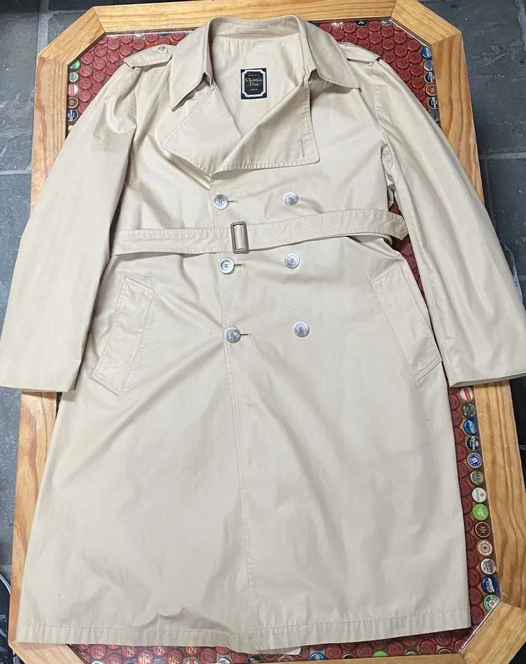 Vintage Christian Dior Trench Coat Jacket Sz 44 L Tan Beige RARE  | eBay | eBay US