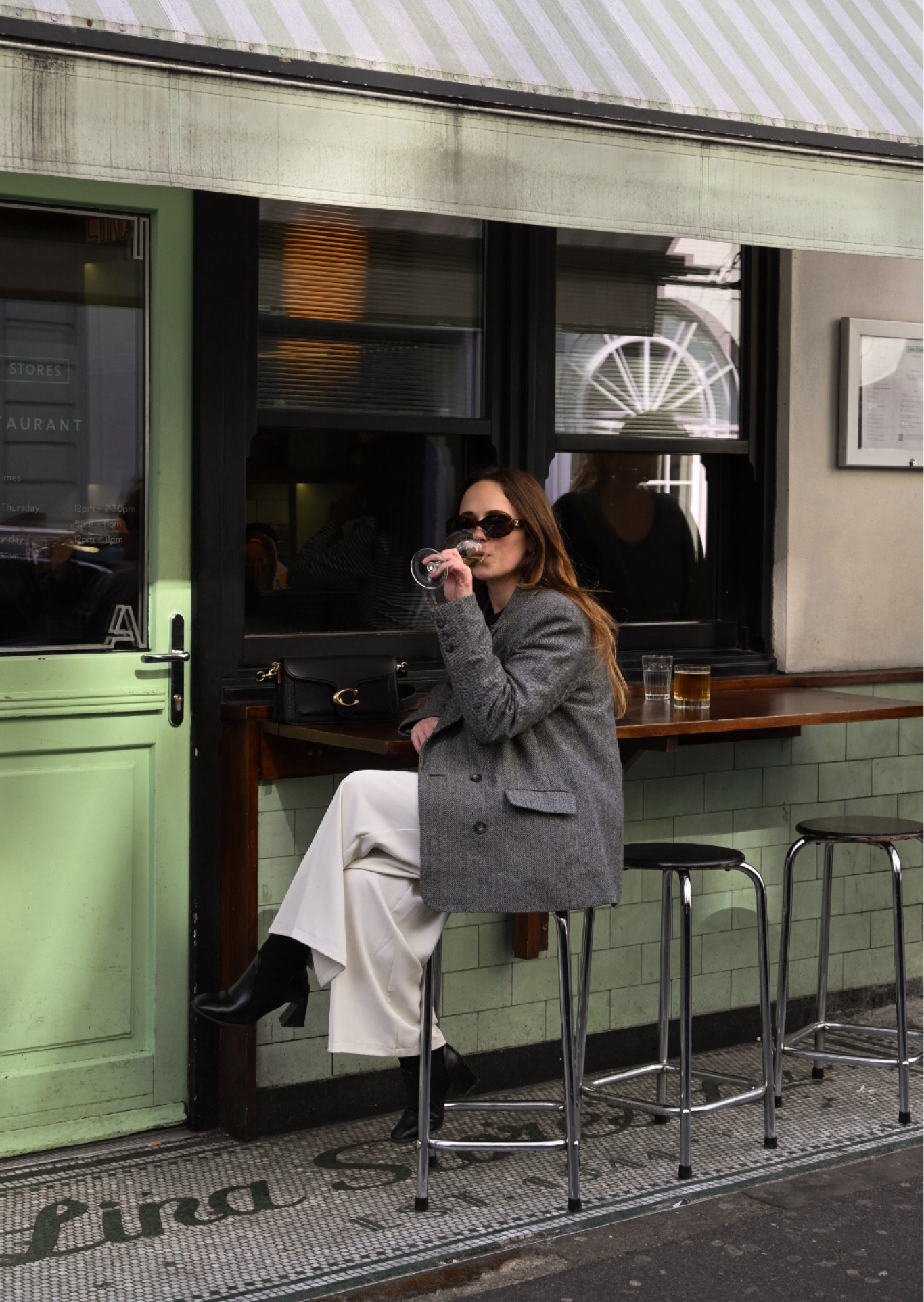 Wine dates in elevated business casual - Hush wool blazer, Celine sunglasses, Coach tabby bag, and white straight trousers 🍷 

#LTKeurope