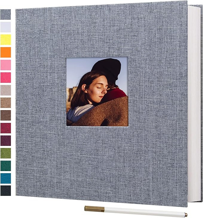 potricher 13.2x12.8 Inch Self Adhesive Photo Album Linen Cover 80 Pages Sticky 3x5 4x6 5x7 6x8 8x... | Amazon (US)
