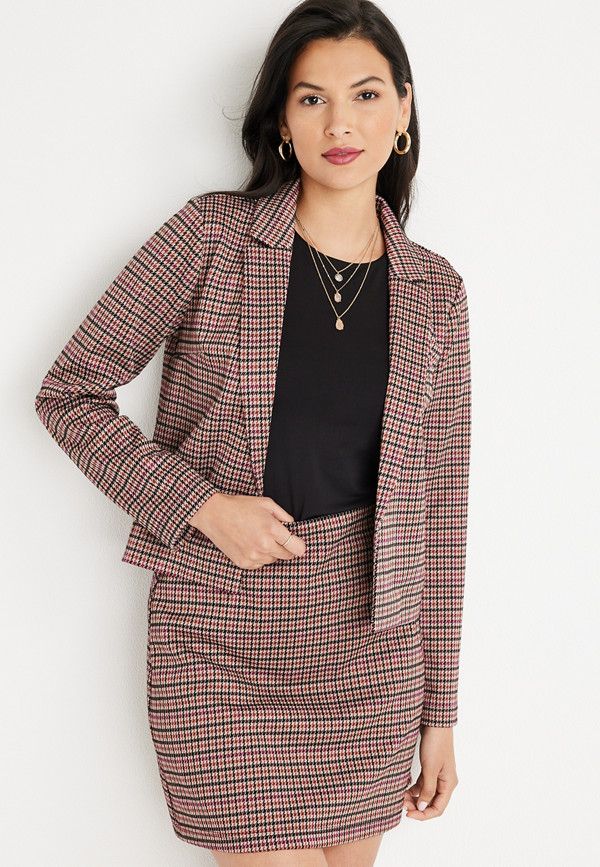 Cropped Plaid Blazer | Maurices