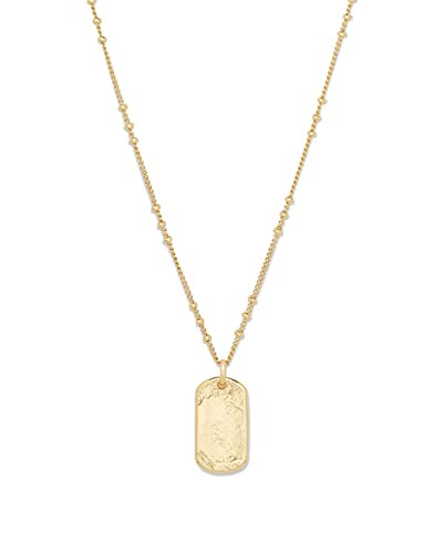 gorjana Women's Griffin Dog Tag Charm Hammered Pendant Necklace, 18K Gold Plated, 19 inch Chain | Amazon (US)