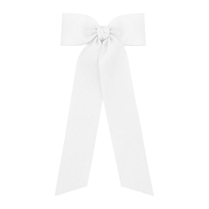 Wee Ones Girls' Medium Grosgrain Bowtie with Knot Wrap and Stream Tails, 9" Streamer, White | Amazon (US)