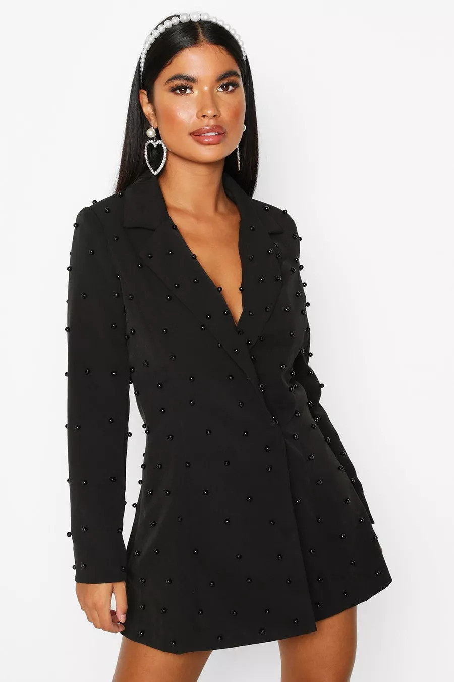 Petite Pearl Detail Blazer Dress | Boohoo.com (US & CA)