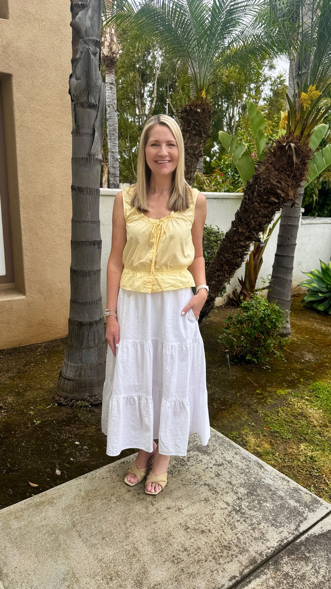 Friday Finds! I never thought yellow would make its way into my closet but it’s become one of my current favorites this season. 

This Target top was too cute to resist on my recent trip. It has a tie at the top and a cute peplum bottom. It also has a matching pair of shorts online. 

I styled it with my Amazon white maxi skirt and Target wedge sandals.

#LTKootd #LTKSeasonal #LTKOver40
