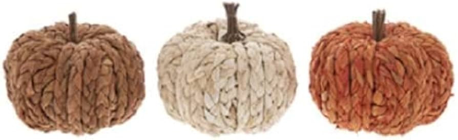 3 Braided Pumpkins Mix Home Autumn Fall Table Decoration 4" Height | Amazon (US)