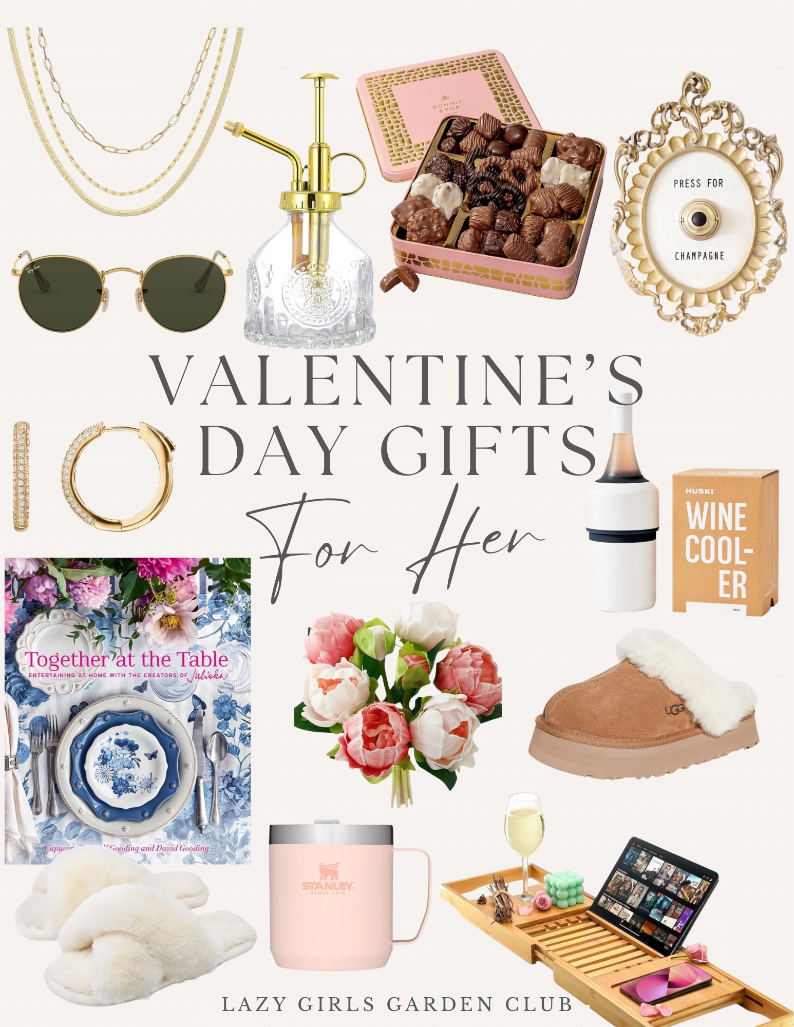 Valentine’s Day gift guide for her!


UGG slippers, wine cooler, faux flowers, decorative book, Ray-Ban sunglasses, Stanley travel mug, gold jewelry, chocolate box, bathtub caddy  





#LTKSeasonal #LTKBeauty #LTKValentine