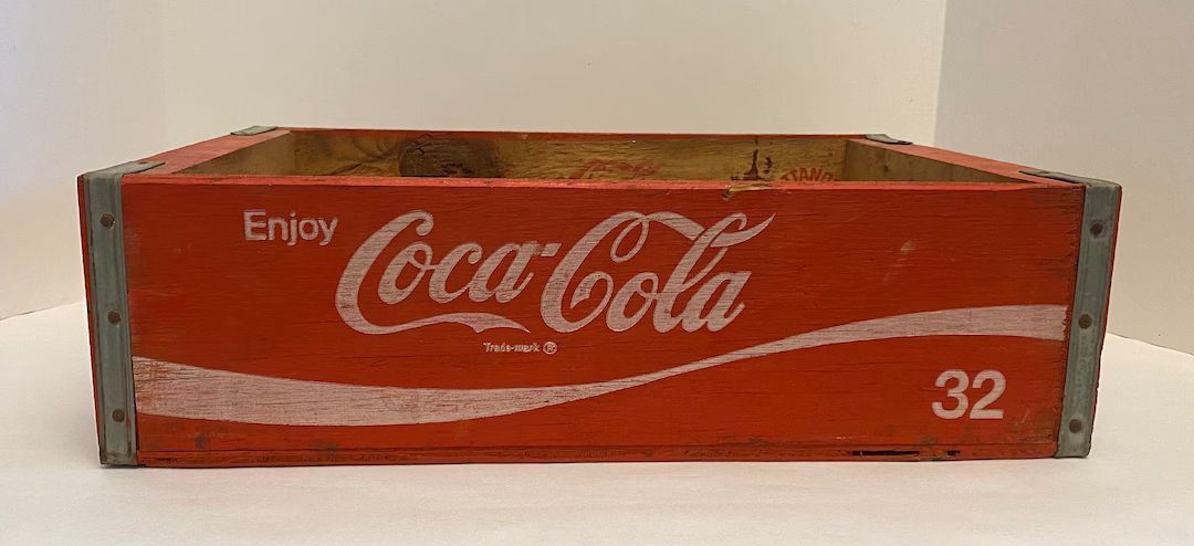 Vintage 1970’s Coca Cola Coke Wooden Red Crate Box For 32 Oz Bottles. | Etsy (US)