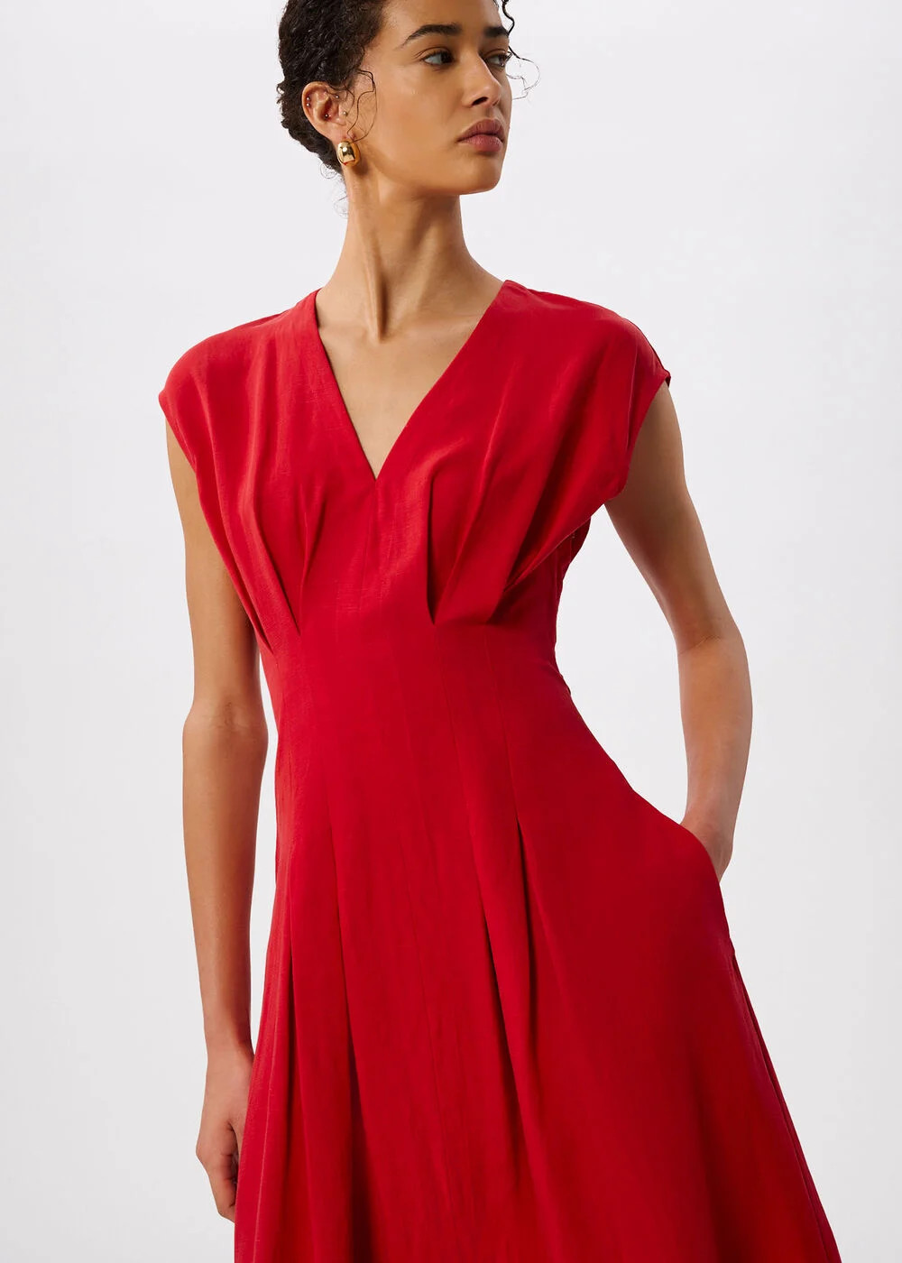 Red Panel Linen Blend Dress | WHISTLES | Whistles UK | | Whistles