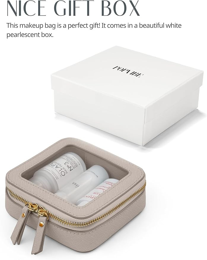 Popvibe Clear Makeup Bag Travel Cosmetic Case Transparent Toiletry Bag with Zipper, Portable Make... | Amazon (US)