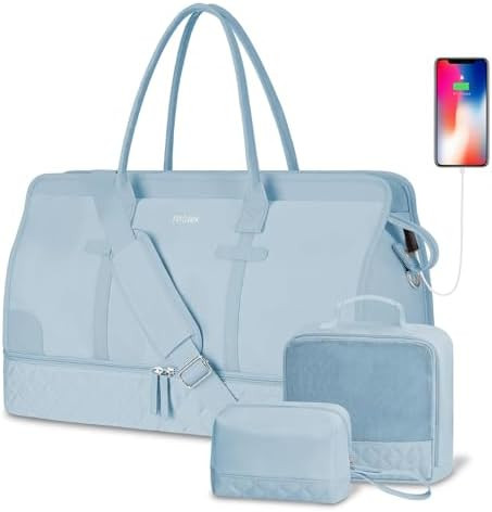 ETRONIK Weekender Overnight Bag for Women, Large Travel Duffle Bag with Shoe Compartment & Wet Po... | Amazon (US)