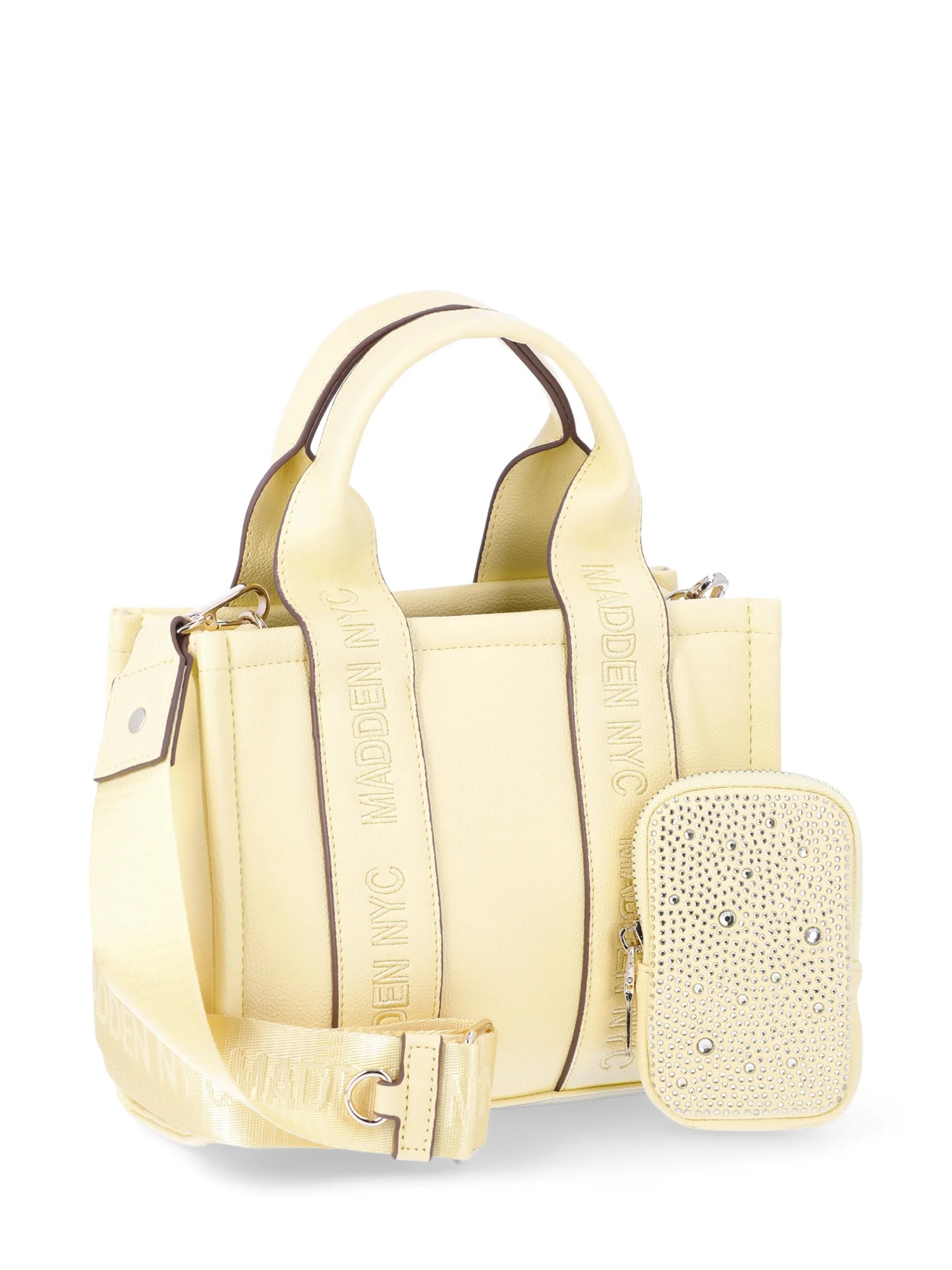 Madden NYC Women's Double Handle Tote Handbag, Butter Yellow | Walmart (US)