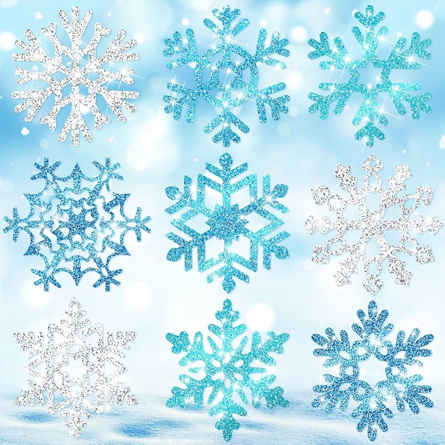Zonon 45 Pieces Snowflake Cutouts Decorations, Winter Christmas Snowflake Paper Cutouts with Glue... | Amazon (US)