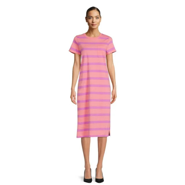 Time and Tru Women's T-Shirt Midi Dress | Walmart (US)
