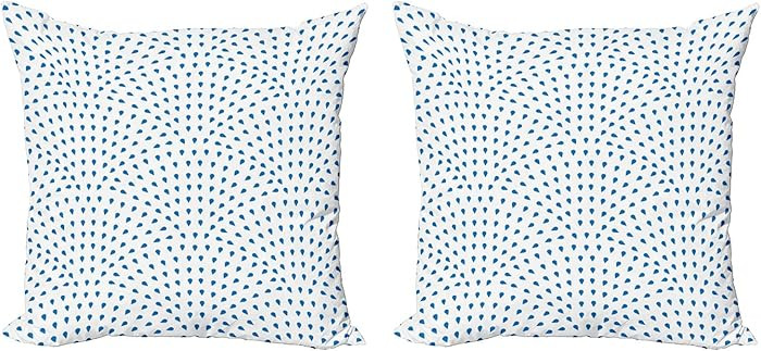 Ambesonne Fish Scale Throw Pillow Cushion Cover Pack of 2, Blue Rain Water Drops on a White Backg... | Amazon (US)