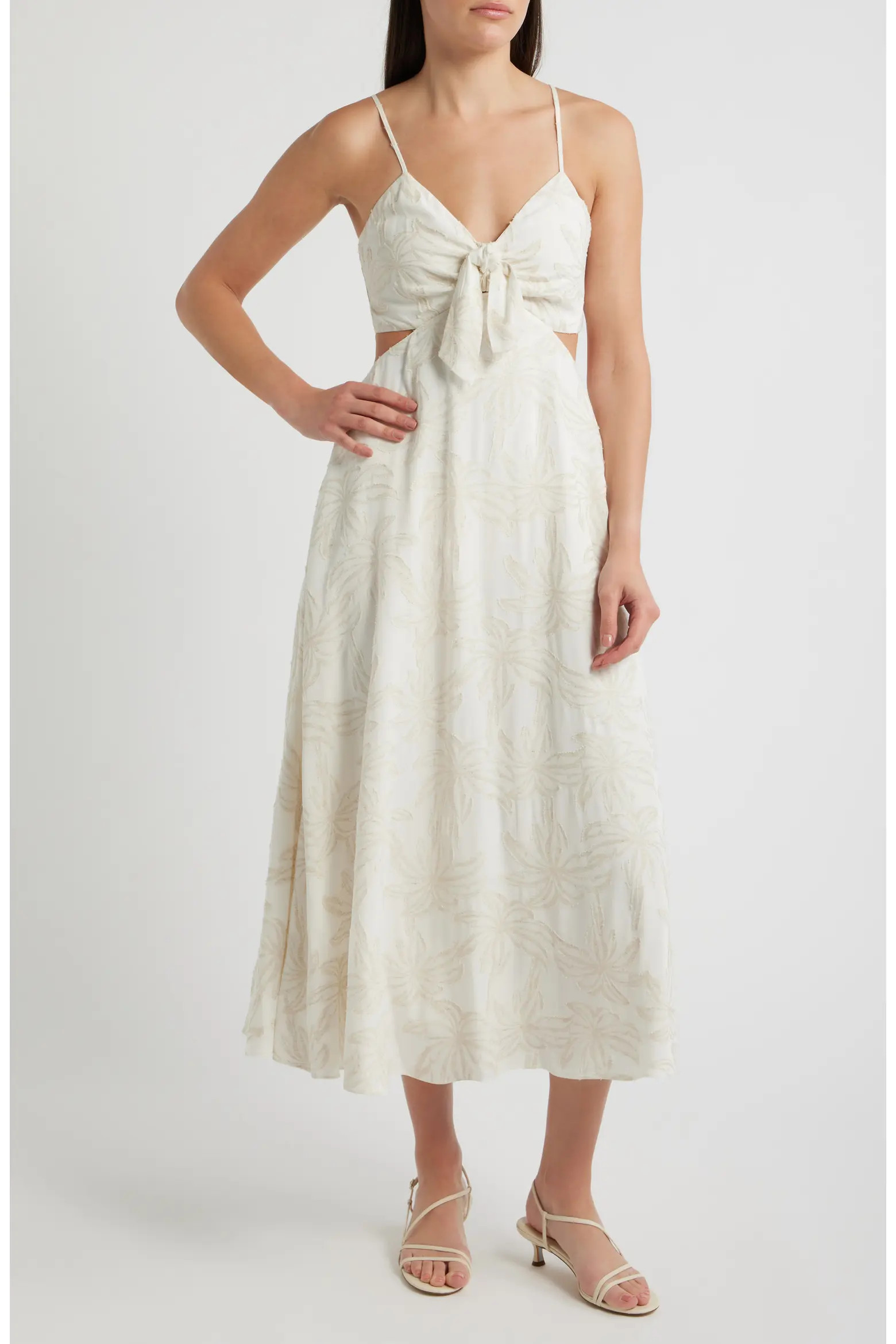 Tie Front Back Cutout Sleeveless Midi Dress (Women) | Nordstrom | Nordstrom