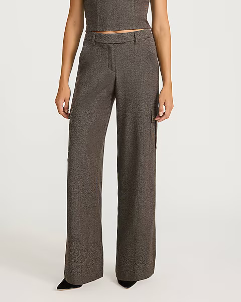 Editor Mini Houndstooth Mid Rise Relaxed Cargo Trouser | Express