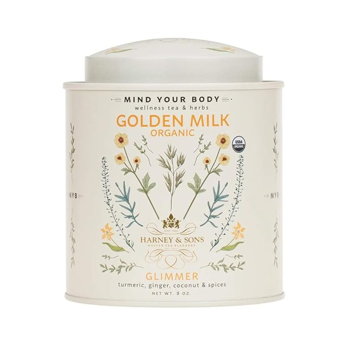 Harney & Sons Golden Milk Powder, Turmeric, Ginger, Coconut & Spices, 8 oz Tin | Amazon (US)