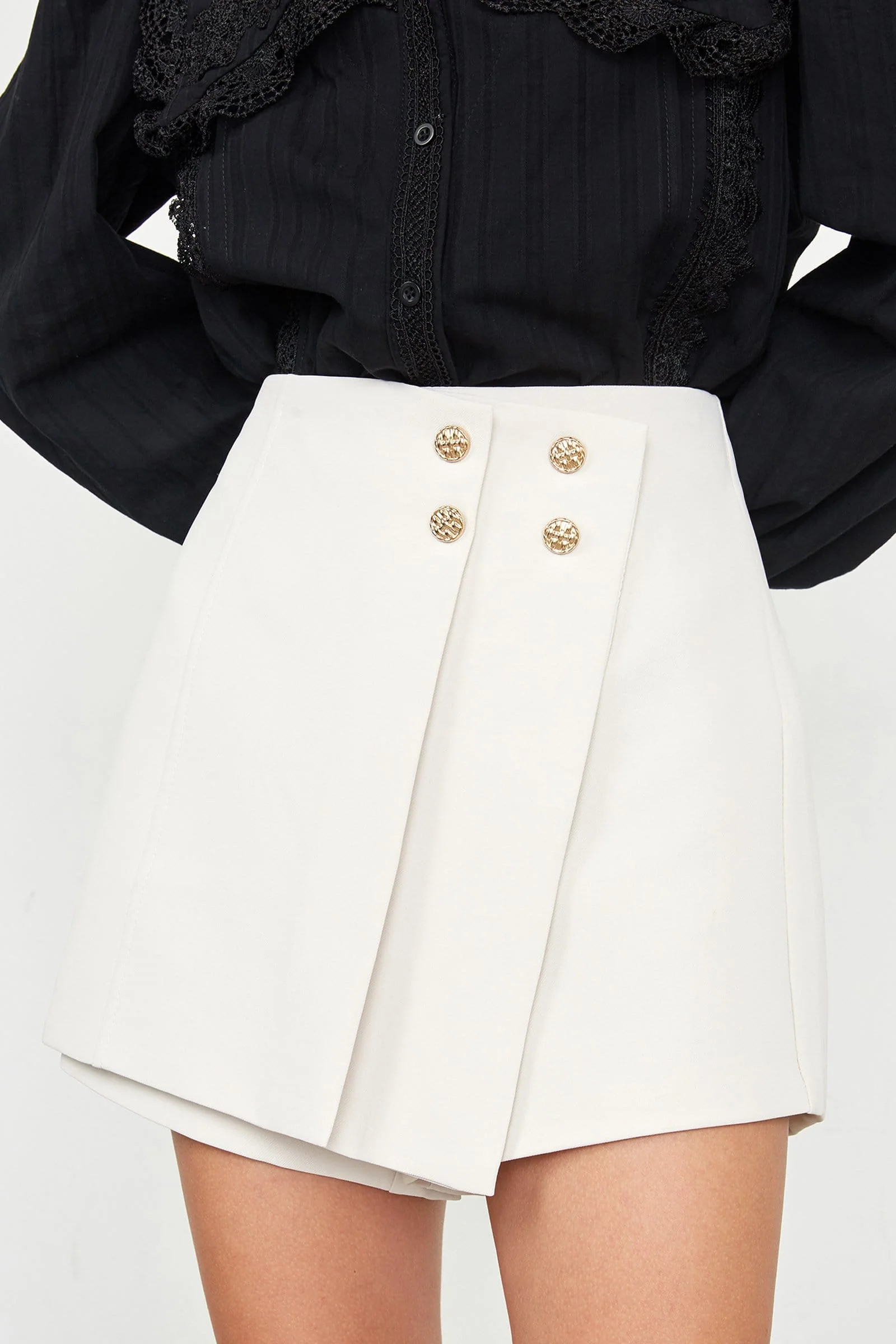 Brystol Beige Asymmetrical Skirt | J.ING