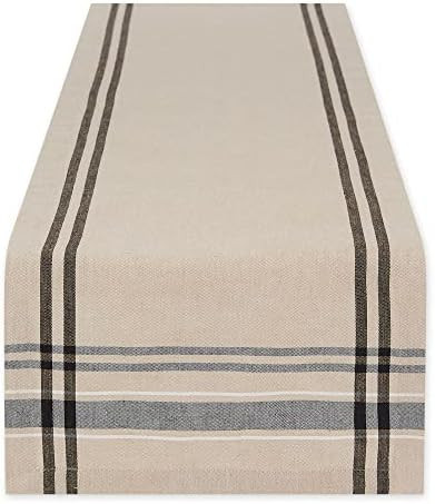 DII French Stripe Dining Table Collection Farmhouse Style Table Runner, 14x108 Inches, Taupe/Blac... | Amazon (US)