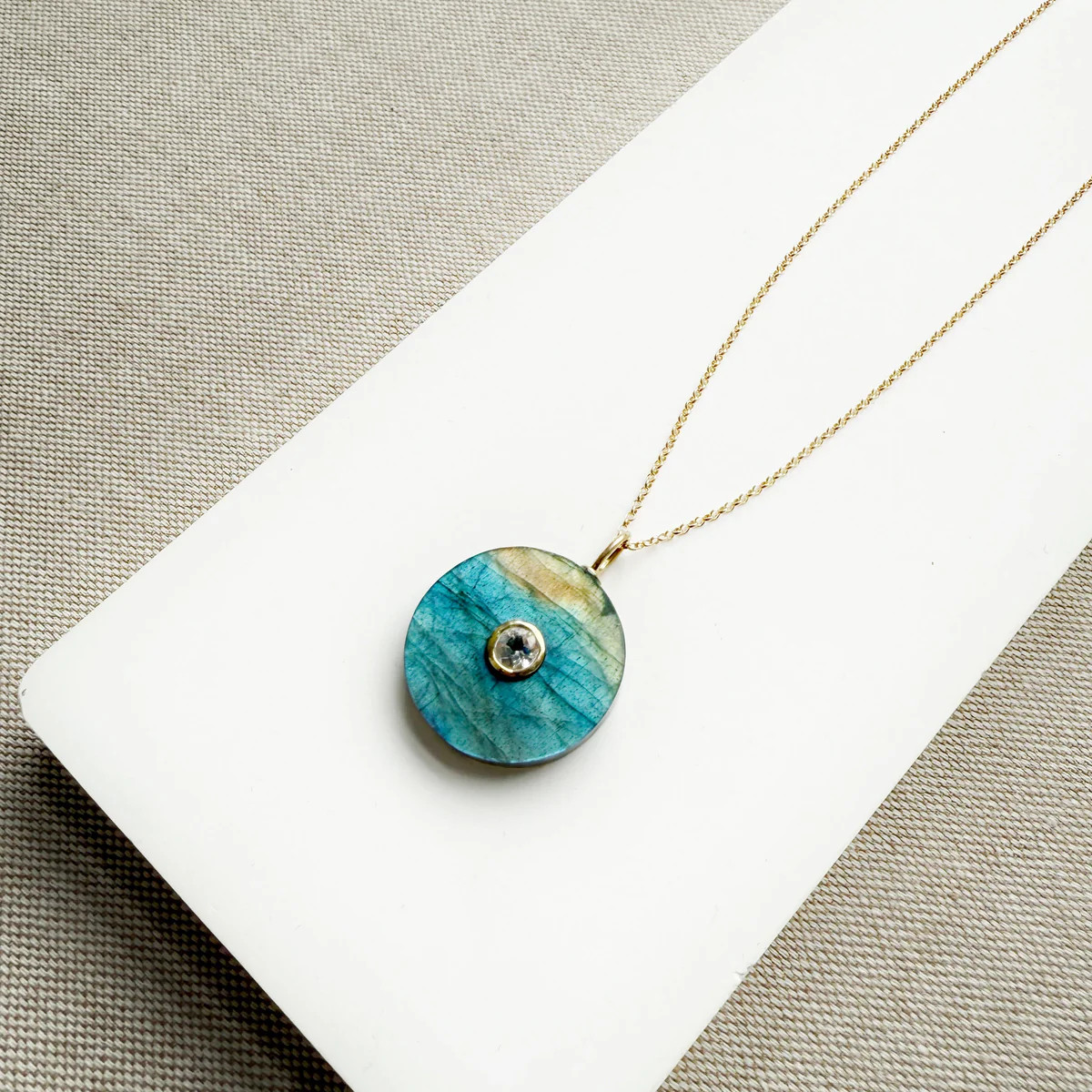 Mavis Labradorite Circle Pendant Necklace | Sarah Cornwell Jewelry