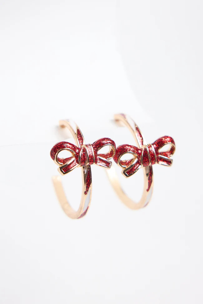 Sonnett Bow Hoop Earrings | Pink Lily
